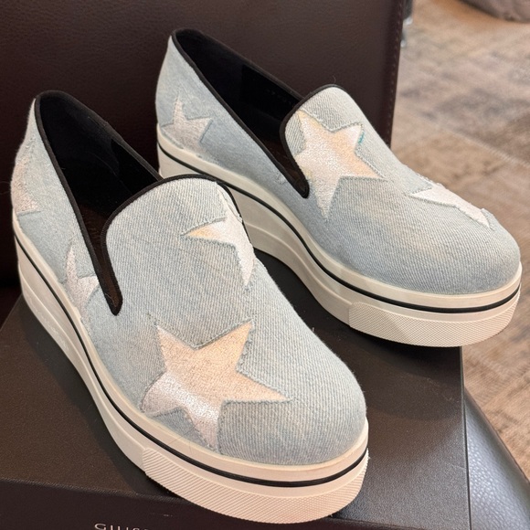 Stella McCartney Light Blue Star Loafers - Picture 1 of 9